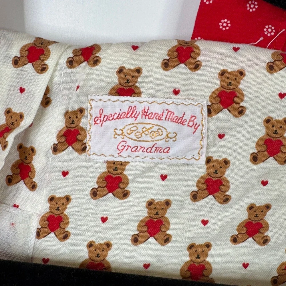 Handmade‎ Quilted Throw Pillowcase Teddy Bear Christmas Square 16 x 16 Grandma